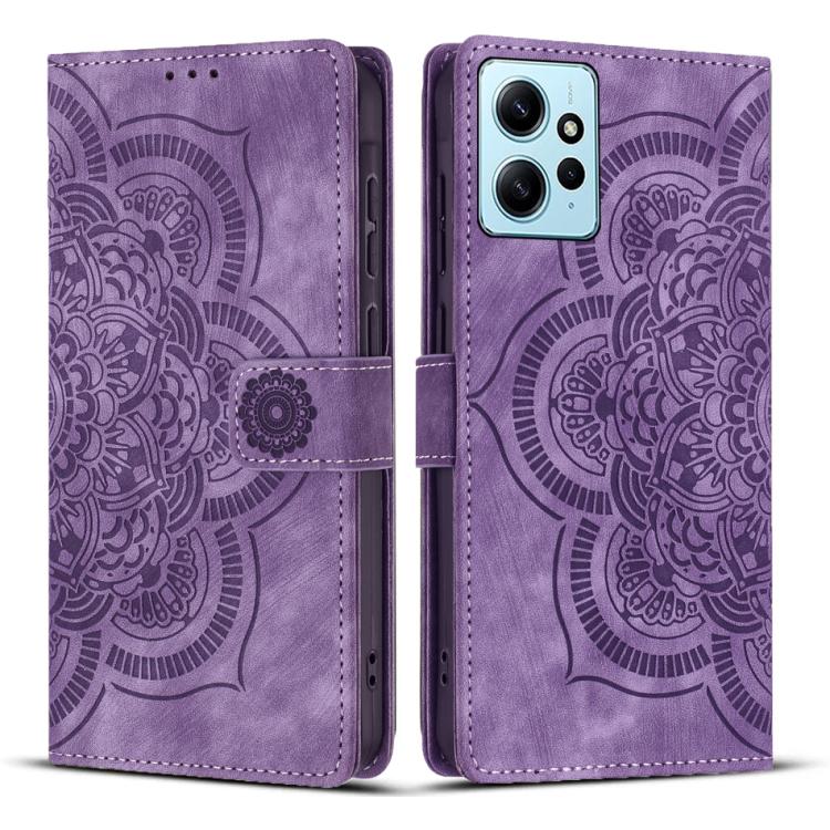 Mandala Embossed Retro Frosted Leather Phone Case, Compatible with Redmi Note 12 4G