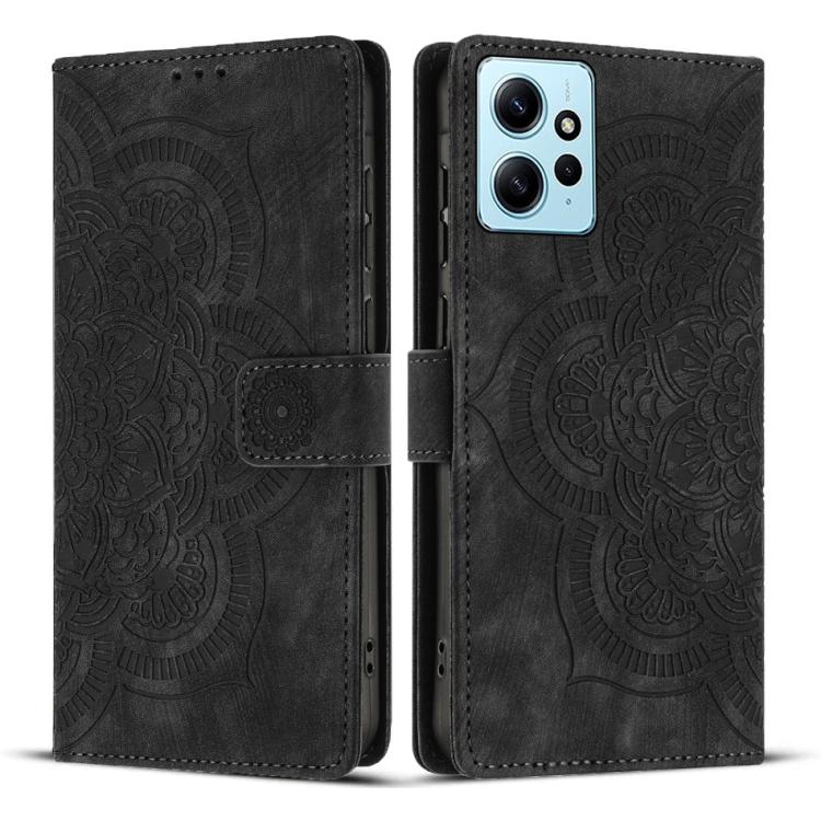 Mandala Embossed Retro Frosted Leather Phone Case, Compatible with Redmi Note 12 4G