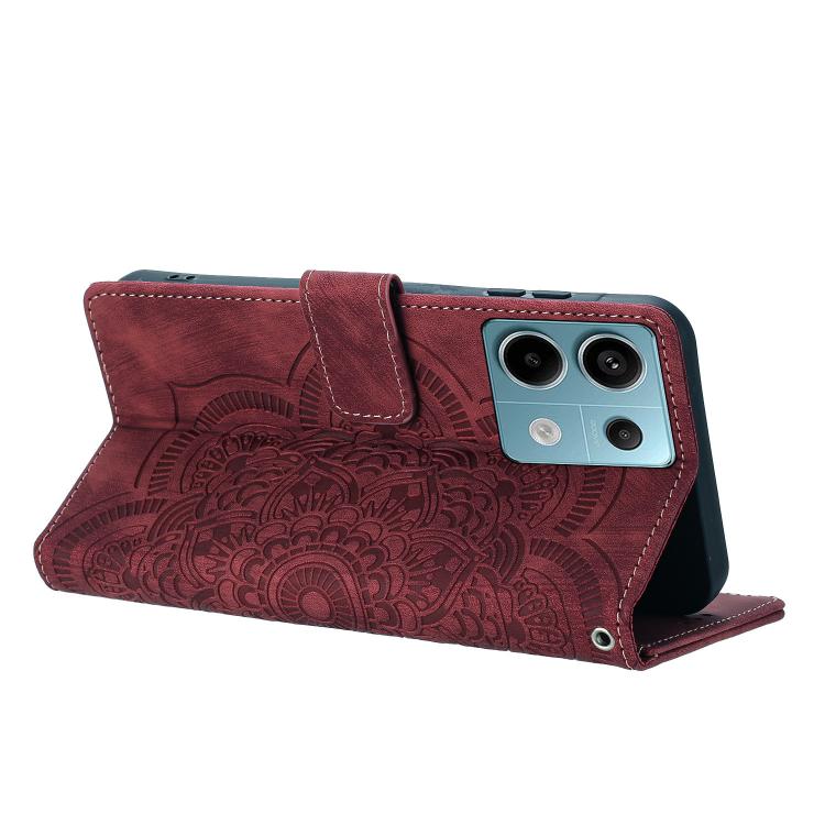 Mandala Embossed Retro Frosted Leather Phone Case, Compatible with Redmi Note 13 Pro 5G
