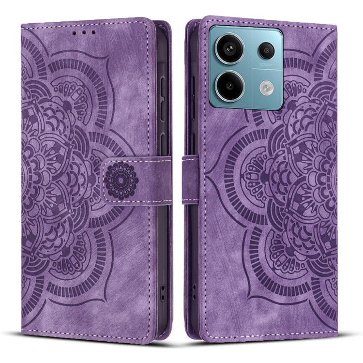 Mandala Embossed Retro Frosted Leather Phone Case, Compatible with Redmi Note 13 Pro 5G