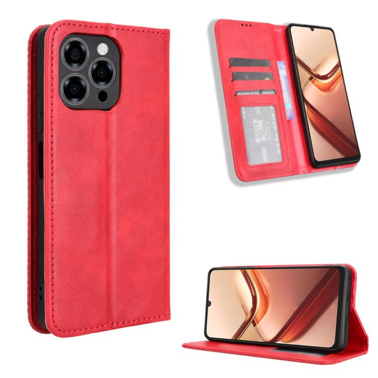Magnetic Buckle Retro Texture Leather Phone Case, Compatible with Doogee Note 58 / Note 58 Pro