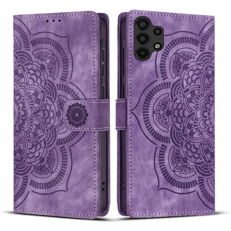 Mandala Embossed Retro Frosted Leather Phone Case, Compatible with Samsung Galaxy A32 5G
