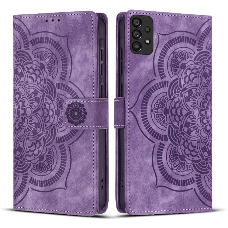 Mandala Embossed Retro Frosted Leather Phone Case, Compatible with Samsung Galaxy A53 5G