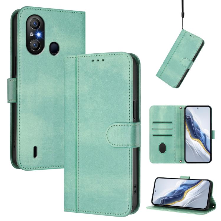Line Splicing Buckle Retro Leather Phone Case, Compatible with itel A58 Lite / A49 Play