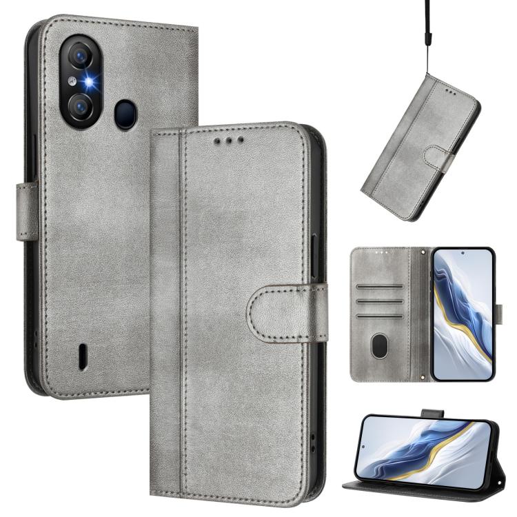 Line Splicing Buckle Retro Leather Phone Case, Compatible with itel A58 Lite / A49 Play