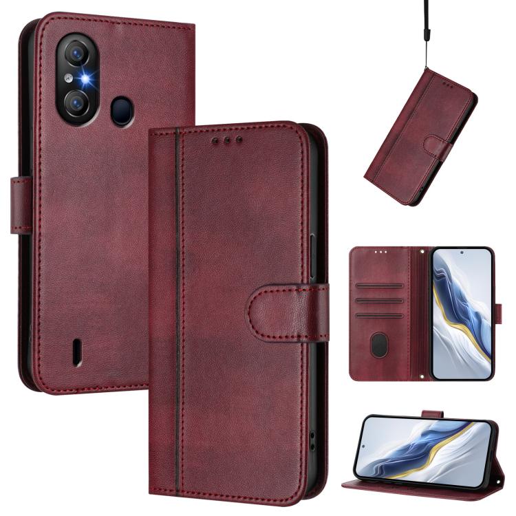Line Splicing Buckle Retro Leather Phone Case, Compatible with itel A58 Lite / A49 Play