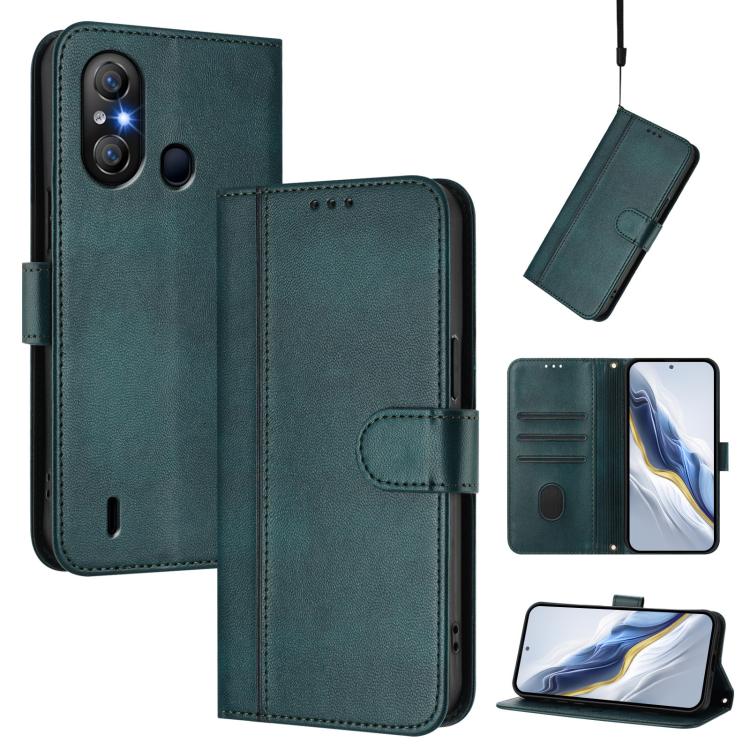 Line Splicing Buckle Retro Leather Phone Case, Compatible with itel A58 Lite / A49 Play