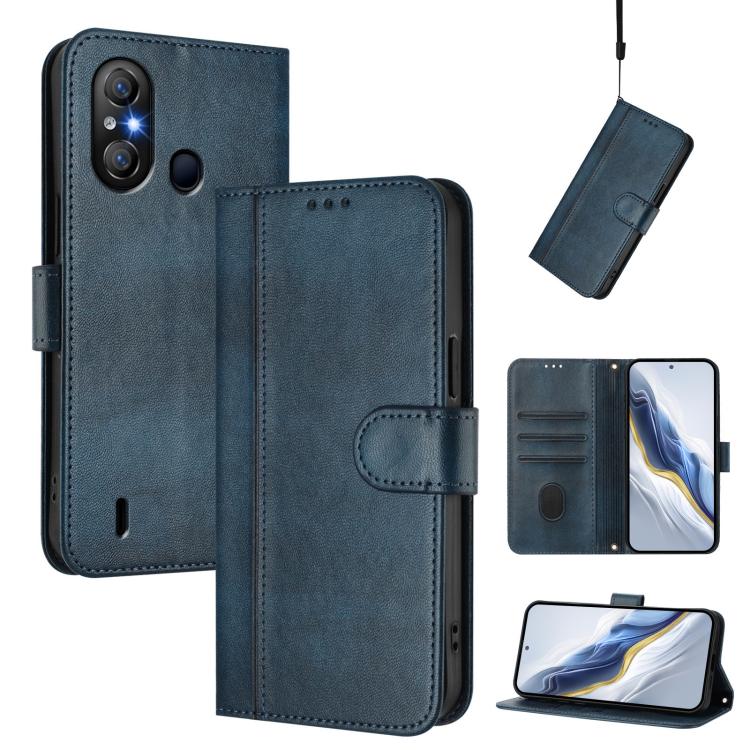 Line Splicing Buckle Retro Leather Phone Case, Compatible with itel A58 Lite / A49 Play