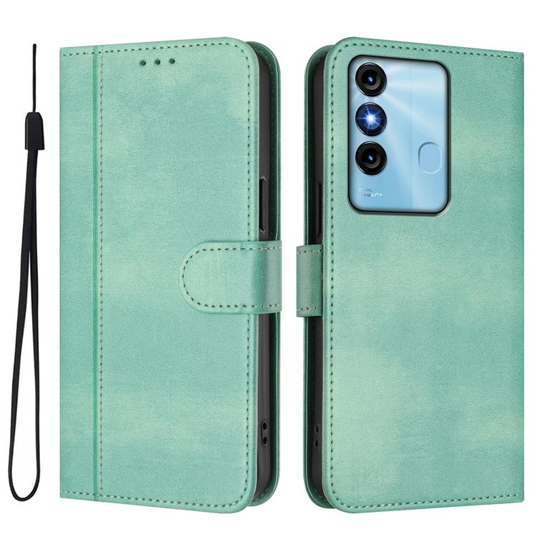 Line Splicing Buckle Retro Leather Phone Case, Compatible with itel P38