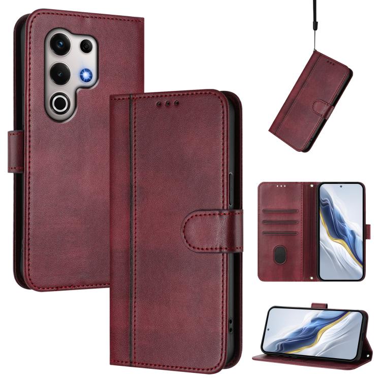 Line Splicing Buckle Retro Leather Phone Case, Compatible with itel S25 Ultra 4G