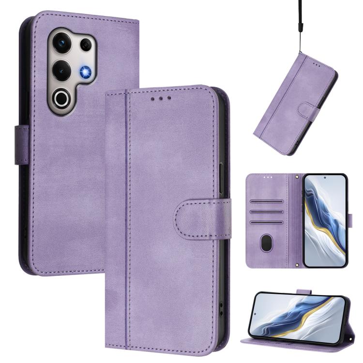 Line Splicing Buckle Retro Leather Phone Case, Compatible with itel S25 Ultra 4G