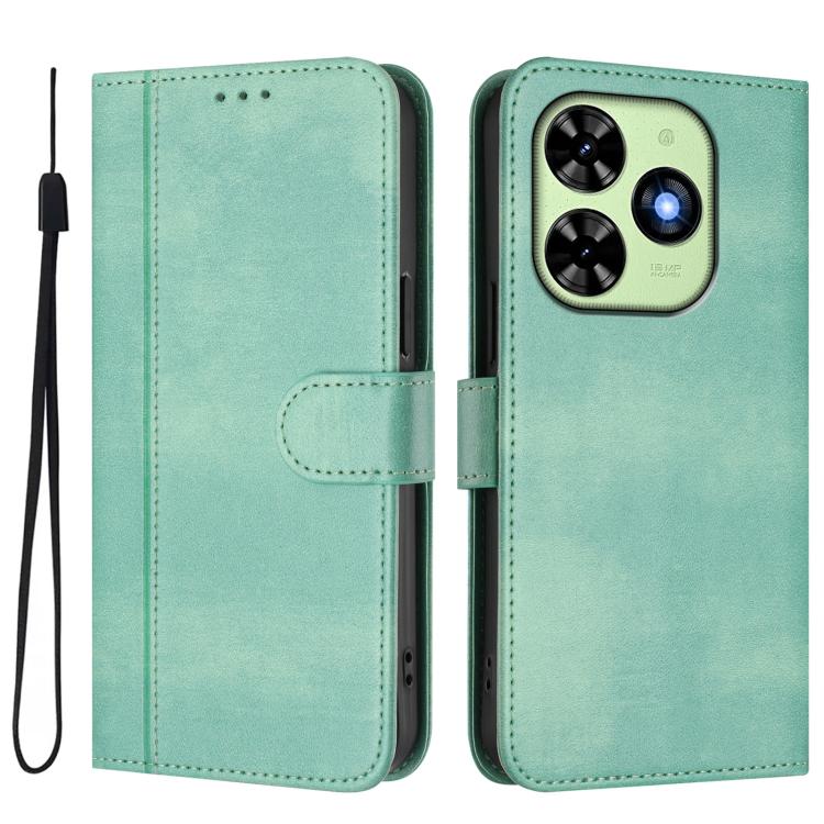 Line Splicing Buckle Retro Leather Phone Case, Compatible with itel P55T 4G / Tecno Spark Go 2024