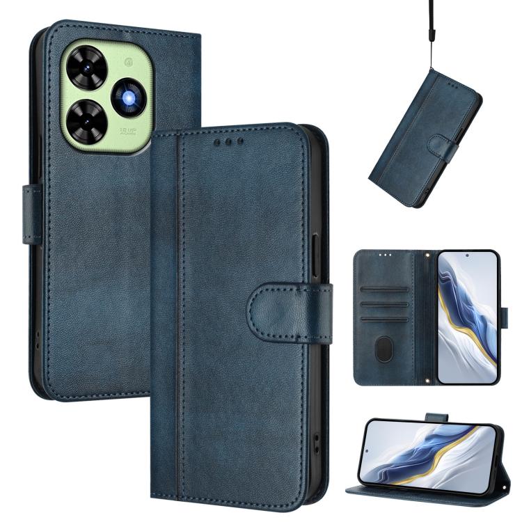 Line Splicing Buckle Retro Leather Phone Case, Compatible with itel P55T 4G / Tecno Spark Go 2024
