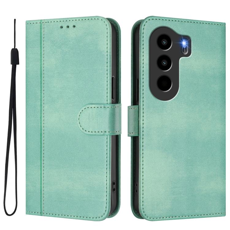Line Splicing Buckle Retro Leather Phone Case, Compatible with itel Power 70