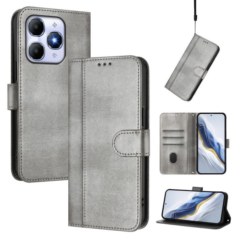 Line Splicing Buckle Retro Leather Phone Case, Compatible with itel A90 4G