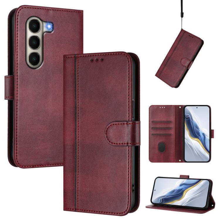 Line Splicing Buckle Retro Leather Phone Case, Compatible with itel A95 5G