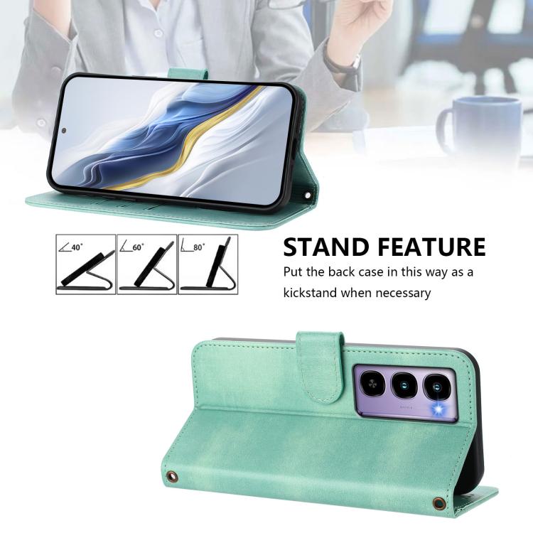 Line Splicing Buckle Retro Leather Phone Case, Compatible with itel City 100