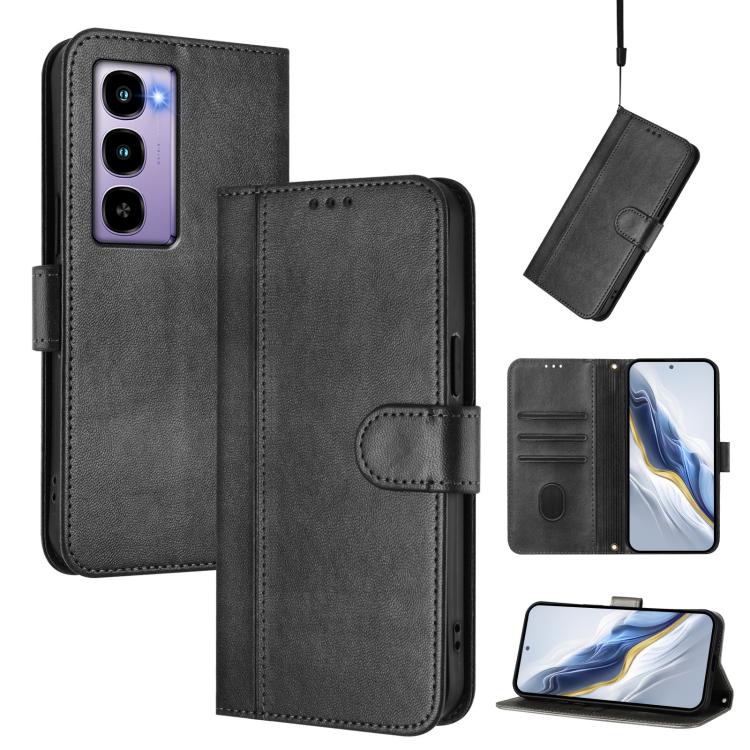 Line Splicing Buckle Retro Leather Phone Case, Compatible with itel City 100