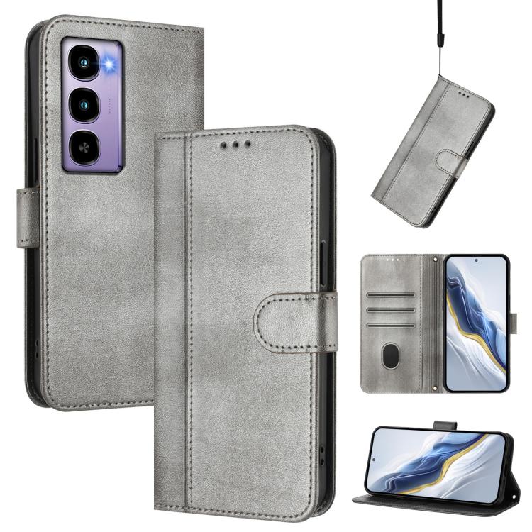 Line Splicing Buckle Retro Leather Phone Case, Compatible with itel City 100