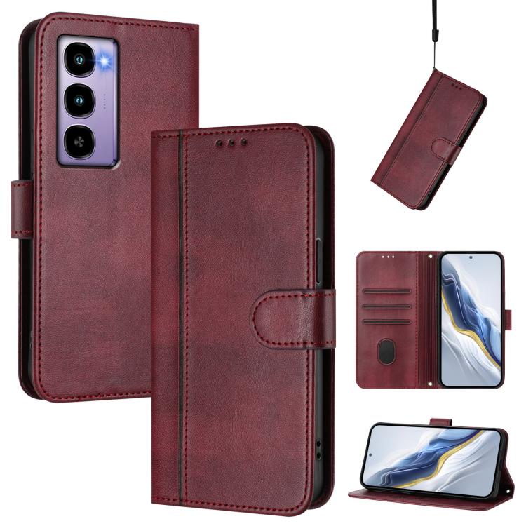 Line Splicing Buckle Retro Leather Phone Case, Compatible with itel City 100