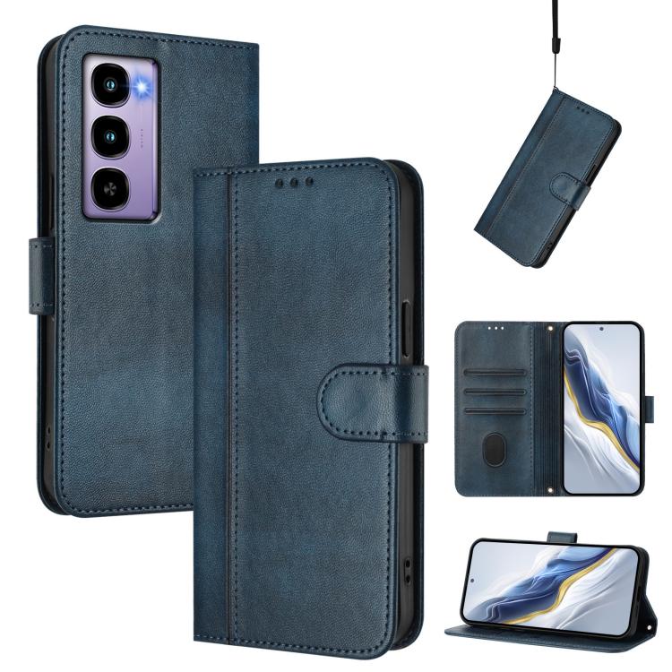 Line Splicing Buckle Retro Leather Phone Case, Compatible with itel City 100