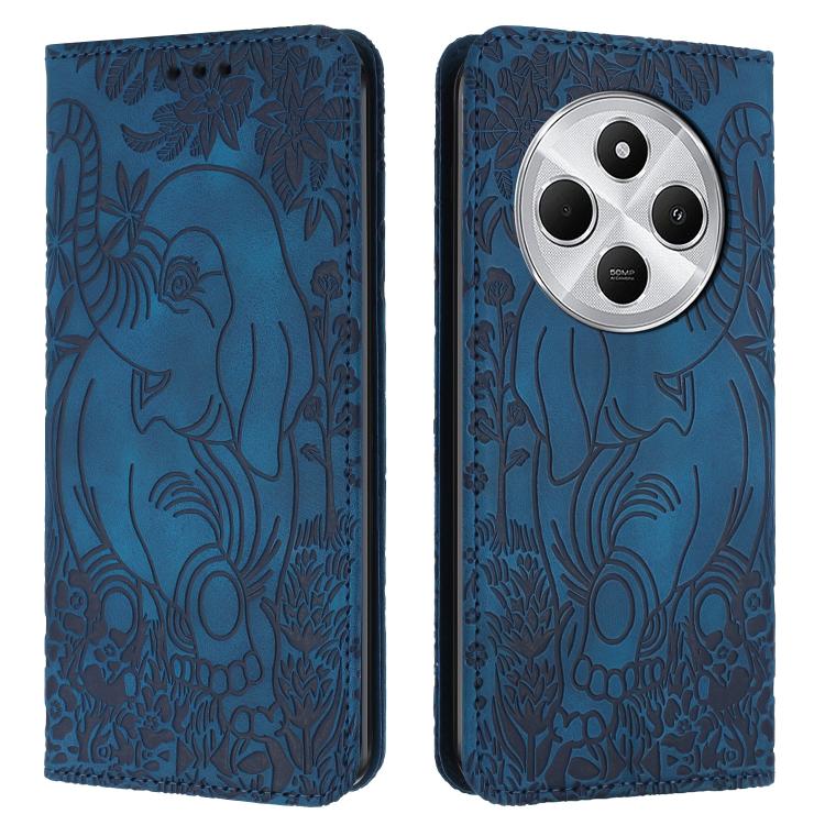 Retro Elephant Embossed Leather Phone Case, Compatible with Redmi 14C 4G