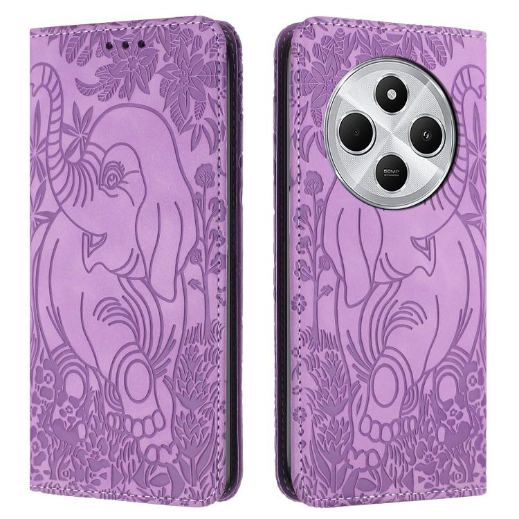 Retro Elephant Embossed Leather Phone Case, Compatible with Redmi 14C 4G