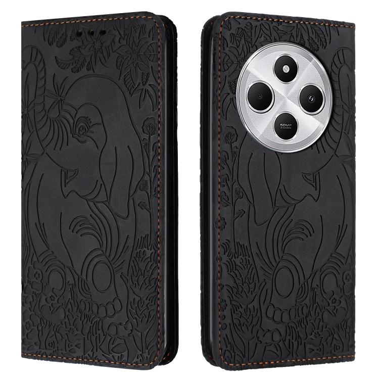 Retro Elephant Embossed Leather Phone Case, Compatible with Redmi 14C 4G