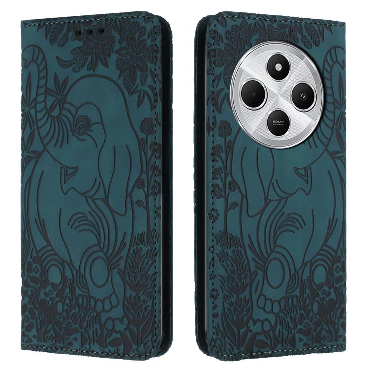 Retro Elephant Embossed Leather Phone Case, Compatible with Redmi 14C 4G