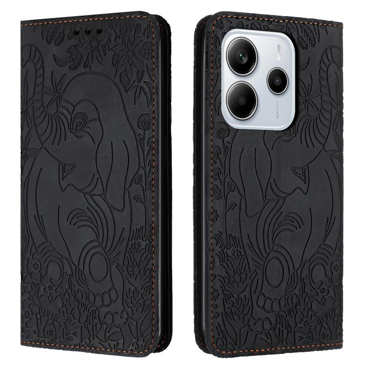 Retro Elephant Embossed Leather Phone Case, Compatible with Redmi Note 14 4G 163.25mm