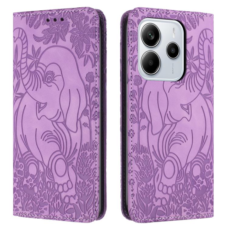 Retro Elephant Embossed Leather Phone Case, Compatible with Redmi Note 14 4G 164.84mm