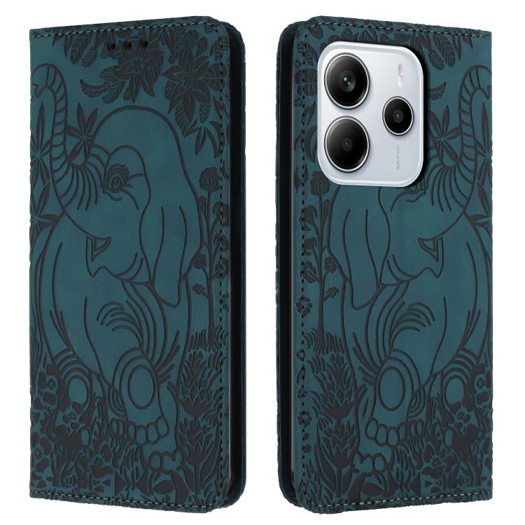Retro Elephant Embossed Leather Phone Case, Compatible with Redmi Note 14 4G 164.84mm