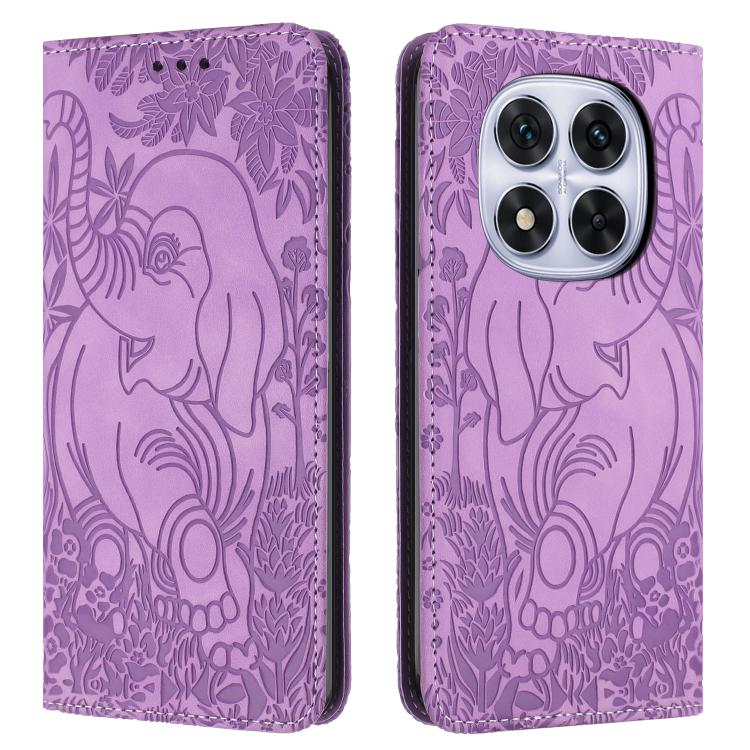 Retro Elephant Embossed Leather Phone Case, Compatible with Redmi Note 14 Pro / 14 Pro+ 5G