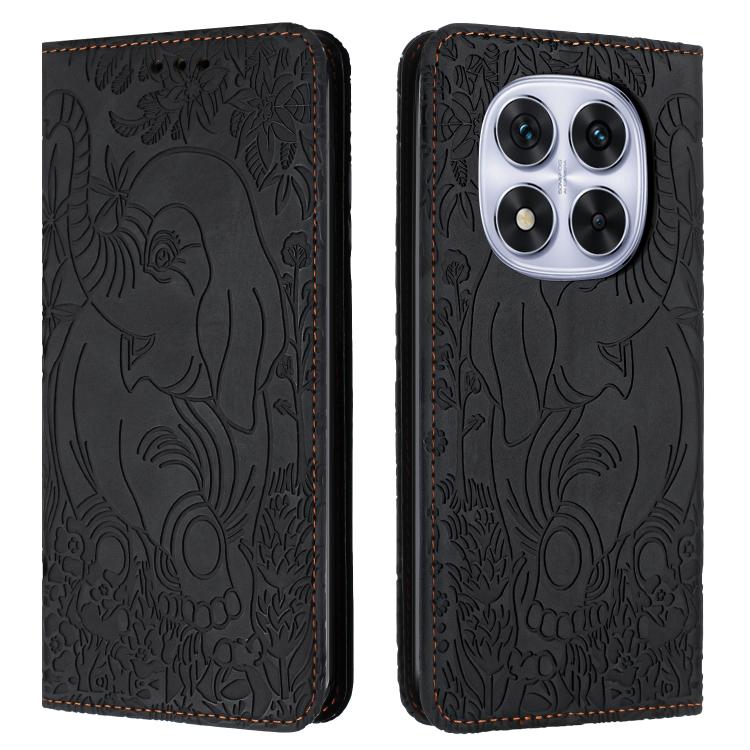 Retro Elephant Embossed Leather Phone Case, Compatible with Redmi Note 14 Pro / 14 Pro+ 5G