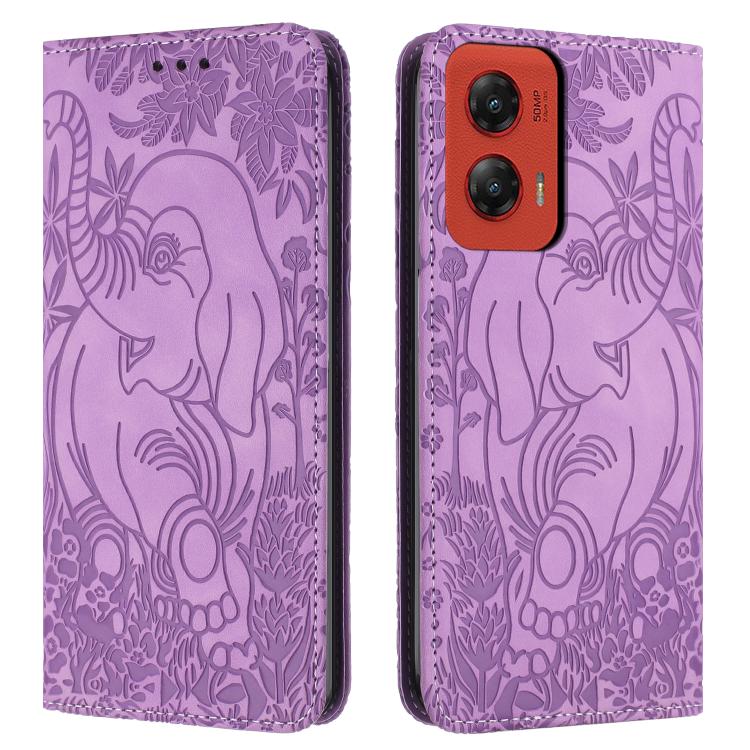 Retro Elephant Embossed Leather Phone Case, Compatible with Motorola Moto G Stylus 5G 2024