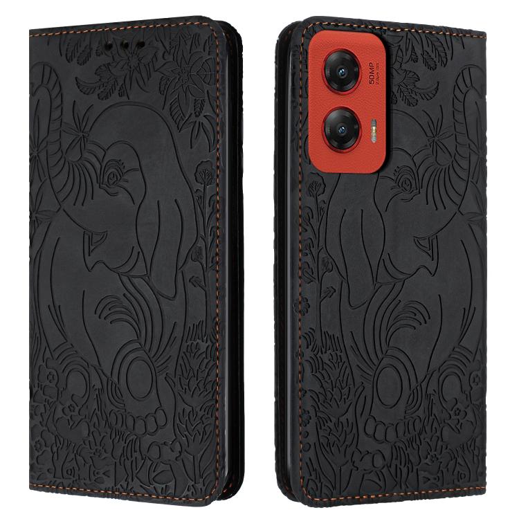 Retro Elephant Embossed Leather Phone Case, Compatible with Motorola Moto G Stylus 5G 2024