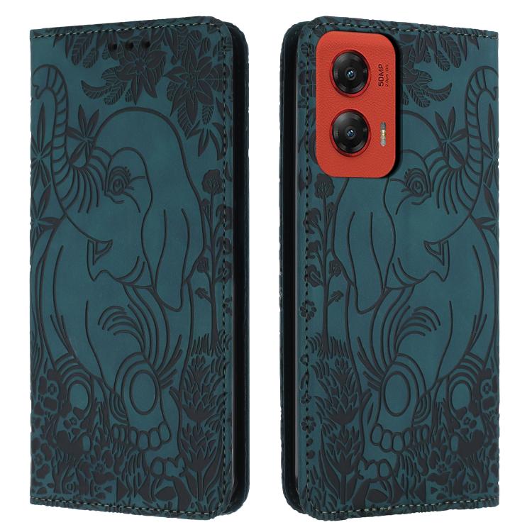 Retro Elephant Embossed Leather Phone Case, Compatible with Motorola Moto G Stylus 5G 2024