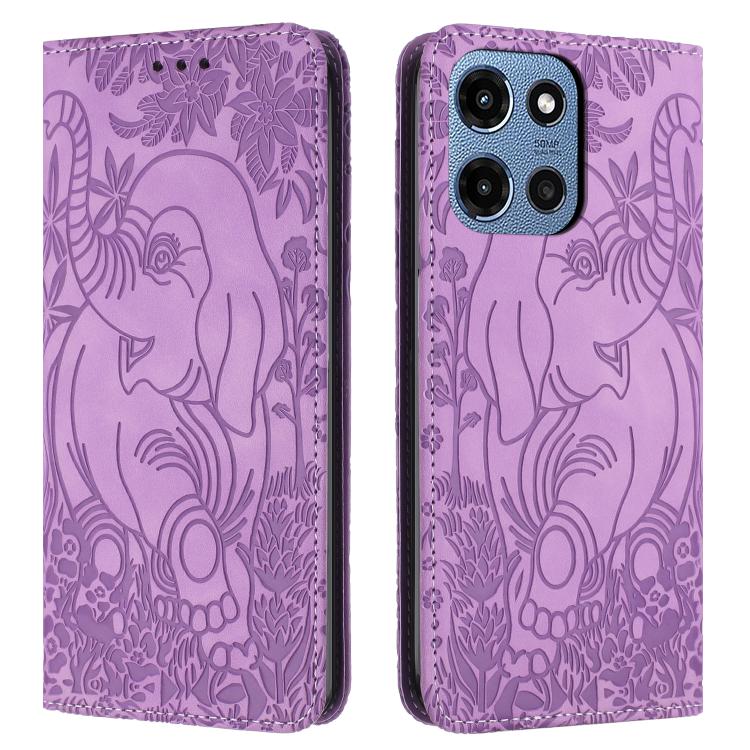 Retro Elephant Embossed Leather Phone Case, Compatible with Motorola Moto G 2025