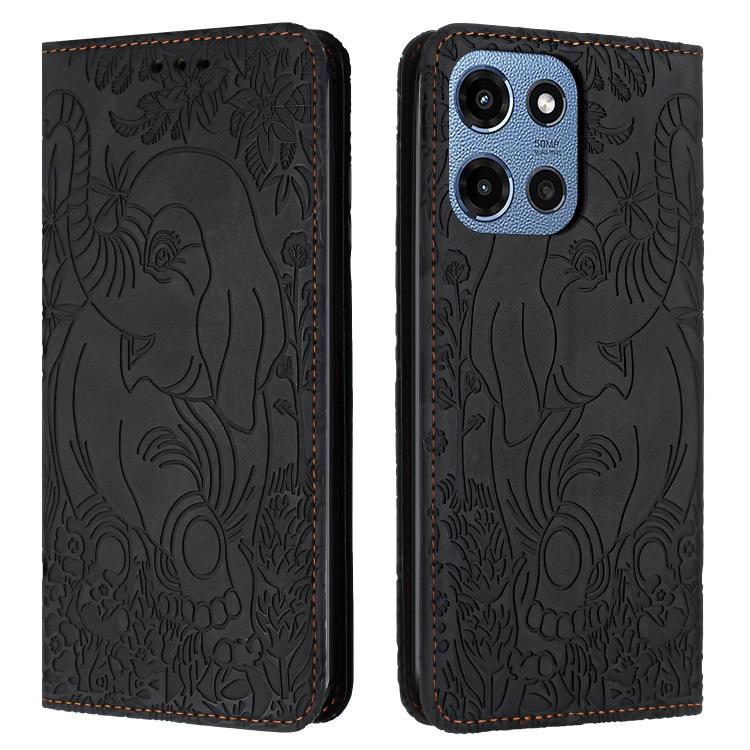 Retro Elephant Embossed Leather Phone Case, Compatible with Motorola Moto G 2025