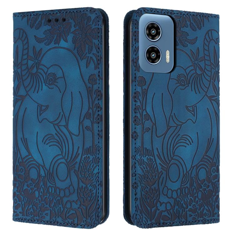Retro Elephant Embossed Leather Phone Case, Compatible with Motorola Moto G 2024
