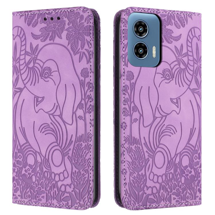 Retro Elephant Embossed Leather Phone Case, Compatible with Motorola Moto G 2024