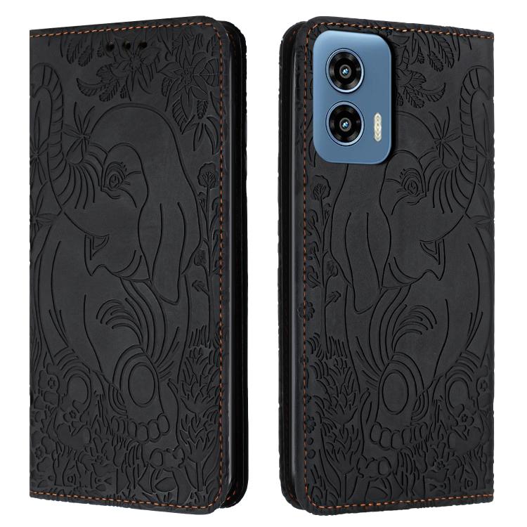 Retro Elephant Embossed Leather Phone Case, Compatible with Motorola Moto G 2024