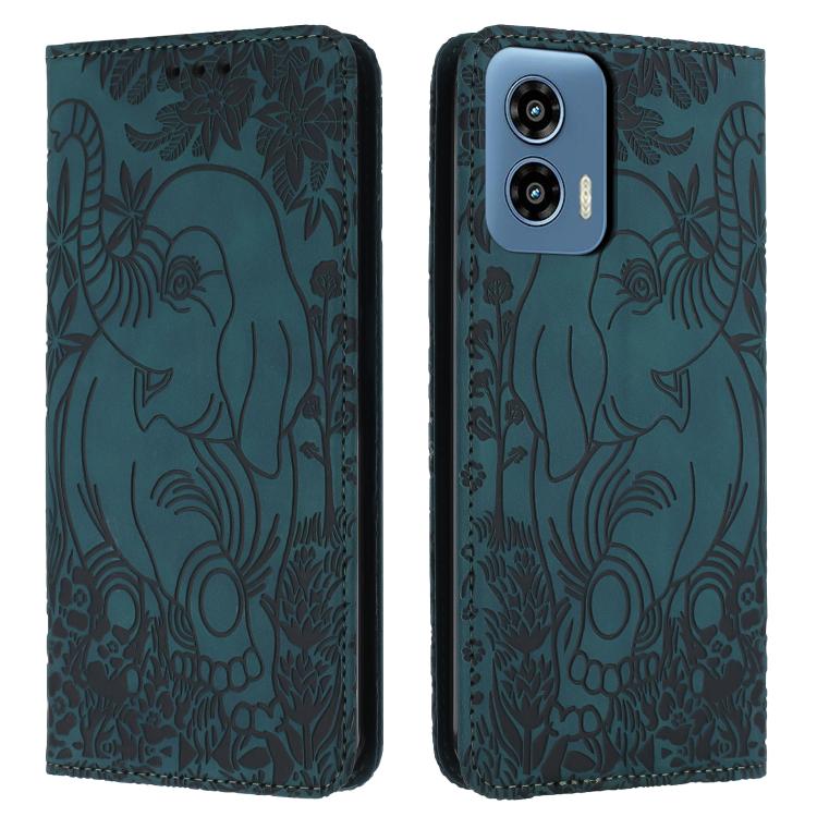 Retro Elephant Embossed Leather Phone Case, Compatible with Motorola Moto G 2024