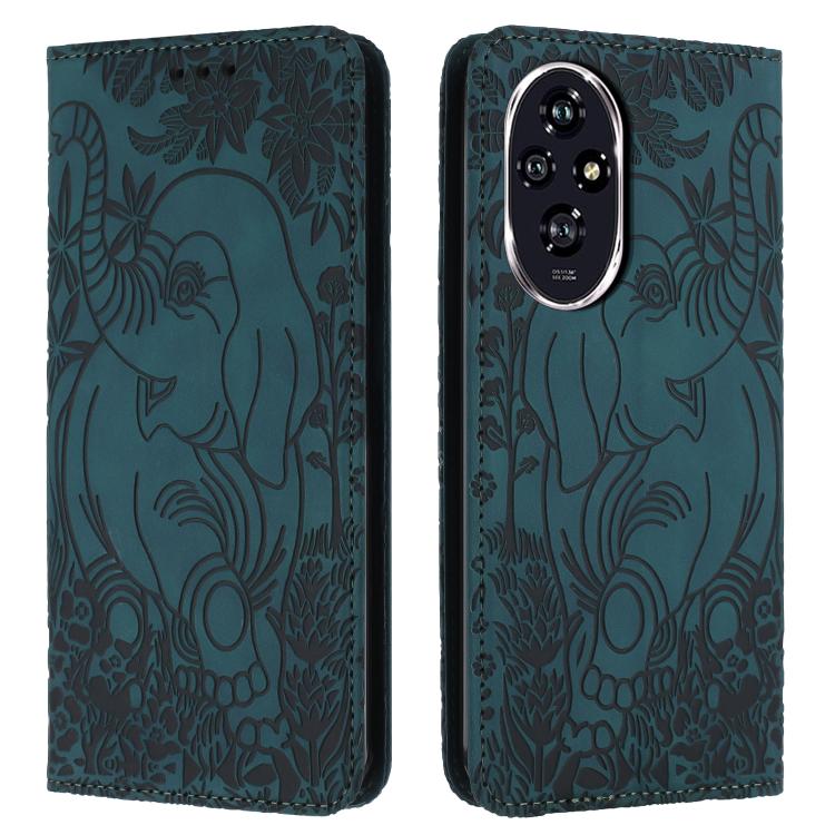 Retro Elephant Embossed Leather Phone Case, Compatible with Honor 200