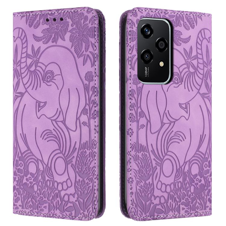 Retro Elephant Embossed Leather Phone Case, Compatible with Honor 200 Lite Global