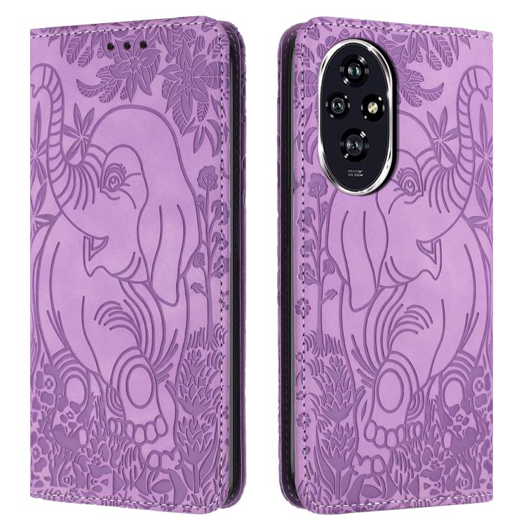 Retro Elephant Embossed Leather Phone Case, Compatible with Honor 200 Pro