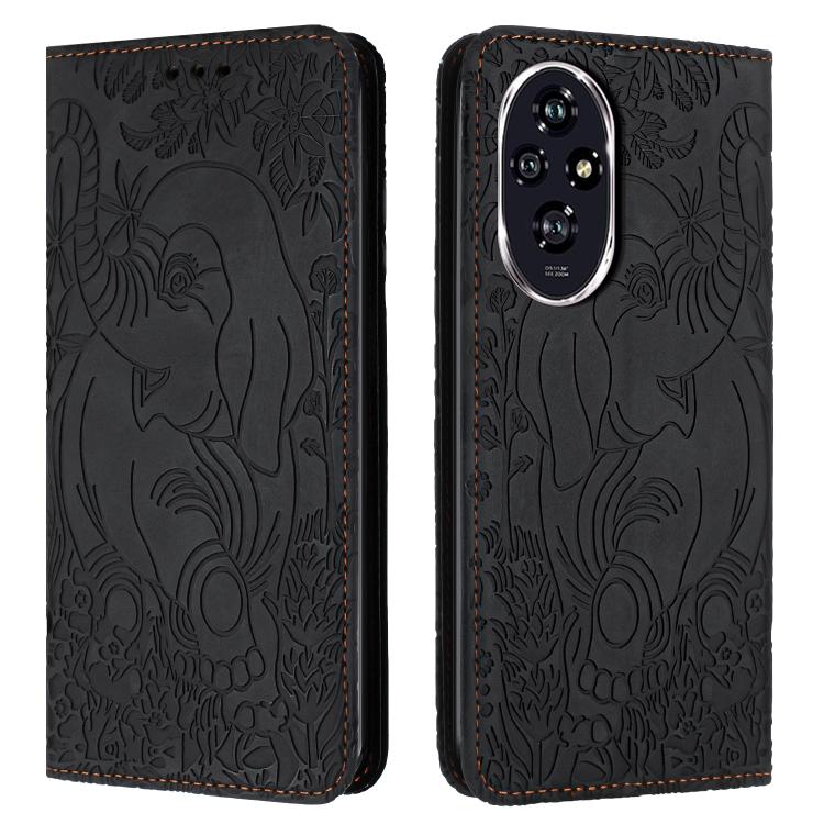 Retro Elephant Embossed Leather Phone Case, Compatible with Honor 200 Pro