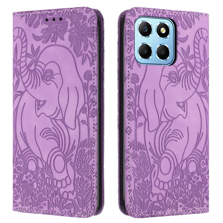 Retro Elephant Embossed Leather Phone Case, Compatible with Honor X6 4G