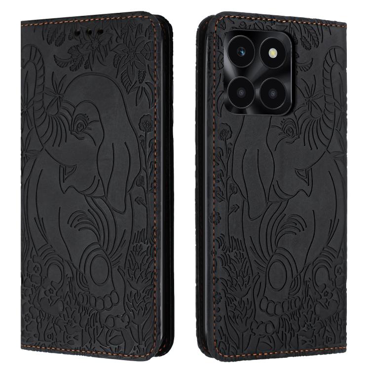 Retro Elephant Embossed Leather Phone Case, Compatible with Honor X6a / X6b