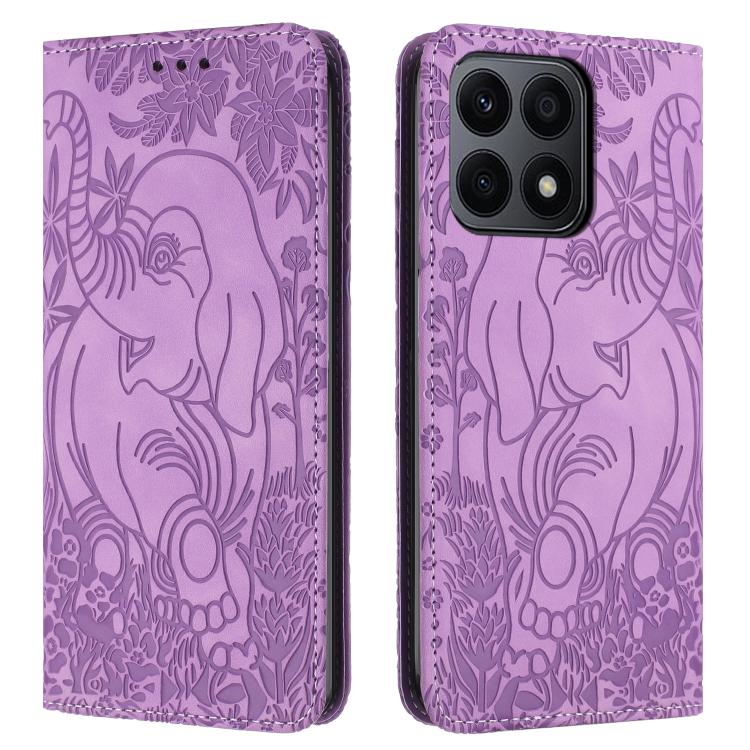 Retro Elephant Embossed Leather Phone Case, Compatible with Honor X8a
